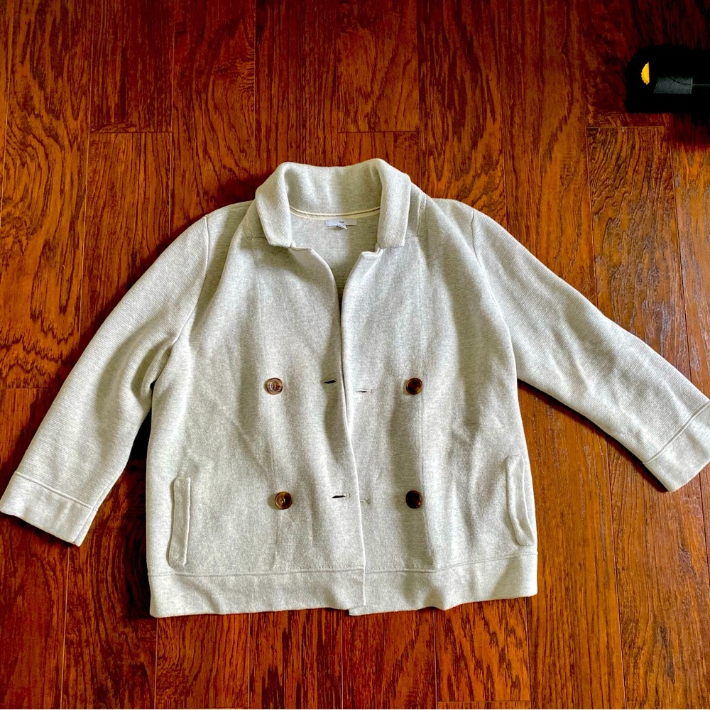 Gap Light Grey Knit Button Up Sweater Coat Size XL